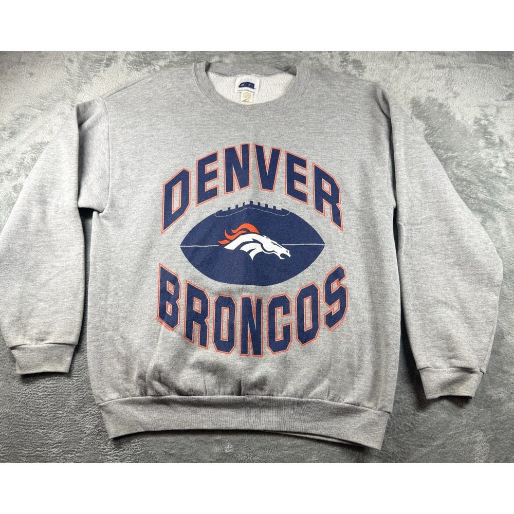 Vtg Denver Broncos NFL Sweatshirt Gray Crewneck CSA Large 90s Made Mexico USA